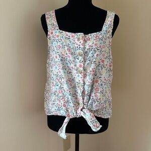 *SONOMA* White x Floral Square Neck Tank Top NWT Size Small